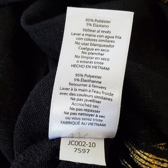 LuLaRoe Elegant Sarah Cardigan Womens Size Medium Duster Black Gold Shimmer - Picture 13 of 13